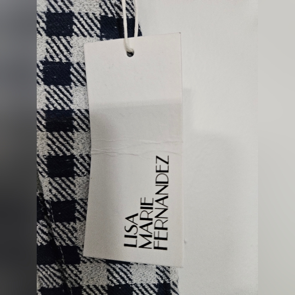 NWT LISA MARIE FERNANDEZ Cropped Gingham Cotton-blend Bouclé Straight-leg Pants - Picture 5 of 11